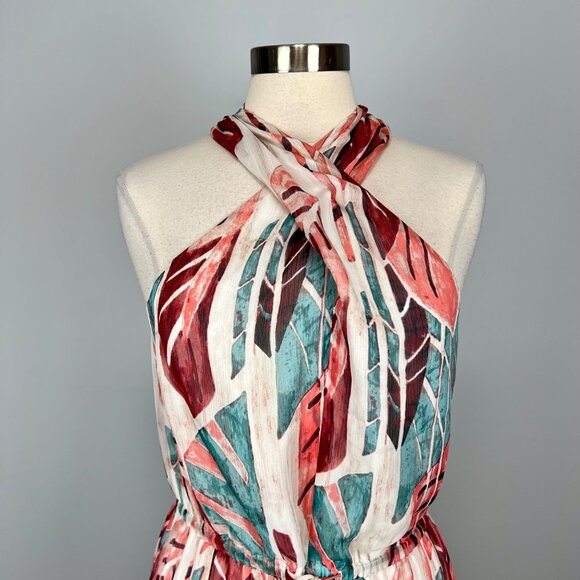 INC International Concepts Womens Printed Halter Maxi Dress Blue Salmon size M - Picture 5 of 16